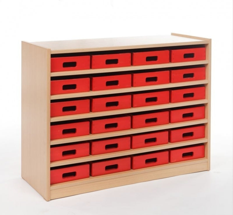 Kast met 24 houten bakken