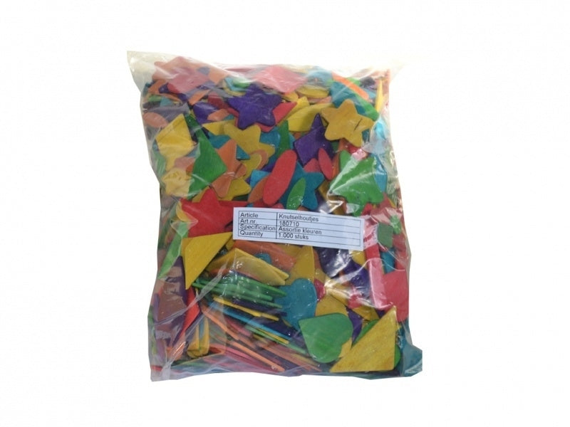 Woodsies knutselhoutjes kleur 1000 st.
