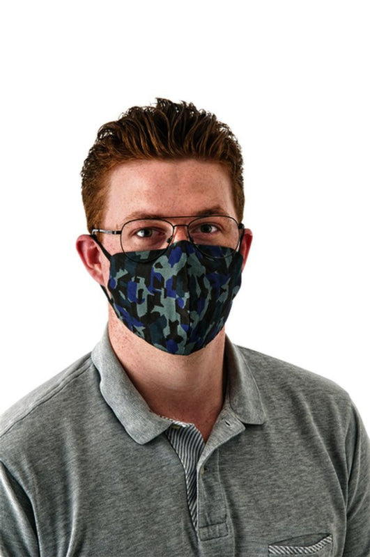 Mondkapje wasbaar heren army blue blister à 5 stuks