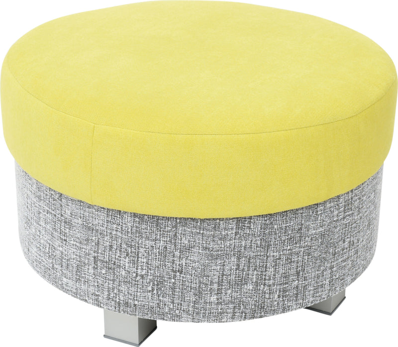 Ronde relax poef grijs/groen - vierkante poten