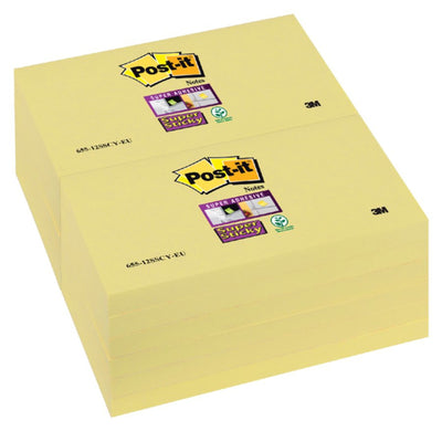 12x Memoblok 3M Post-it Super Sticky 76 x 127 mm. geel