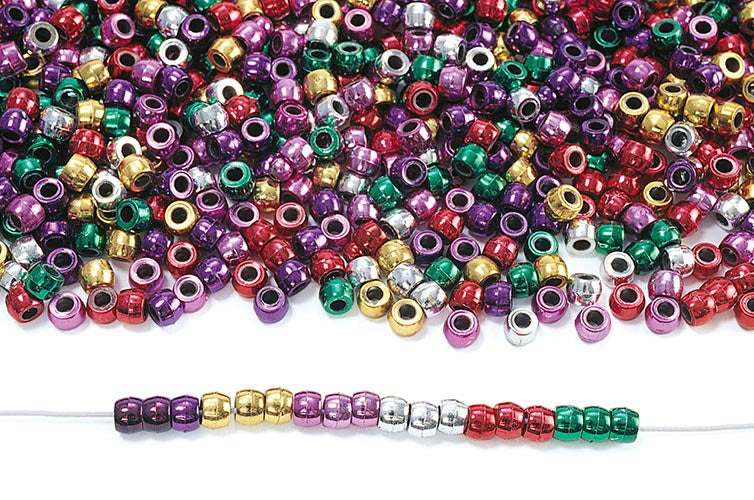 Metallic kralen kunststof assorti 450gr