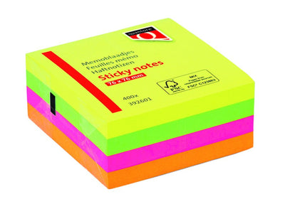 Memoblok Quantore 75x75mm neon kleuren assorti 4 kleuren