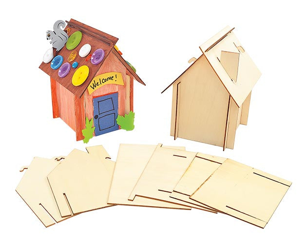 Bouwpakket huisje hout 6 stuks