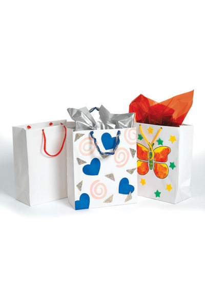 Papieren tas wit 22 x 19 x 8 cm 24 stuks