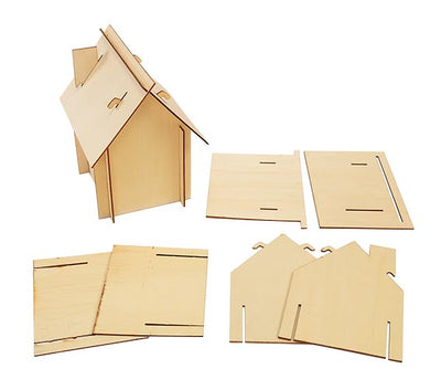 Bouwpakket huisje hout 6 stuks