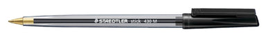 Balpen Staedtler Stick 430 zwart medium 10 stuks
