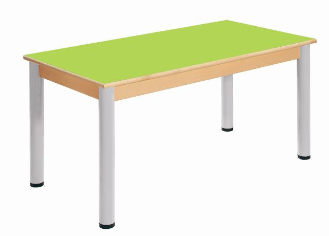 Beukenhouten tafel 120 x 60 cm. verstelbare metalen poten