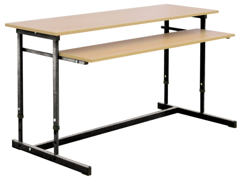 Computerbureau NEO 2R, dubbel, met instelbare hoogte 3-7 - zwart