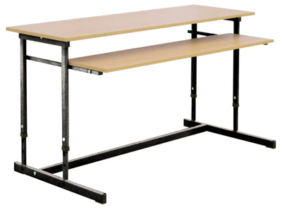 Computerbureau NEO 2R, dubbel, met instelbare hoogte 3-7 - zwart