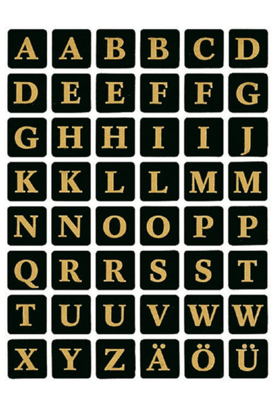 Etiket Herma 4130 13x13Mm letters A-Z zwart op goud