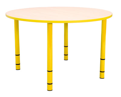 Ronde Quint-tafel 90 cm 40-58cm hoogte verstelbaar geel