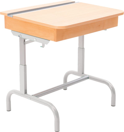 Tafel met een houten opbergbak met verstelbare hoogte 3-5 - zilver