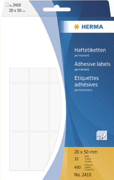 Etiket Herma 2410 20x50mm wit 480stuks
