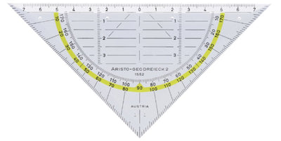 Geodriehoek Aristo 1552 160mm transparant met gele rand
