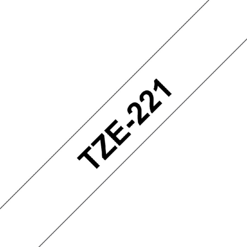Labeltape Brother P-touch TZE-221 9mm zwart op wit