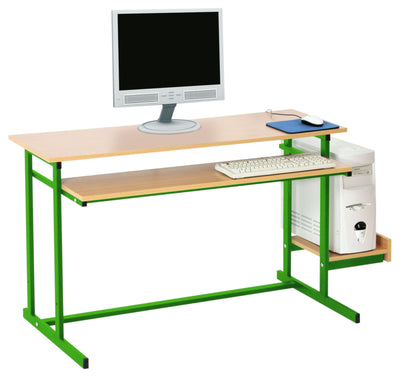 Computerbureau NEO 2, dubbel, met vaste toetsenbordlade - groen