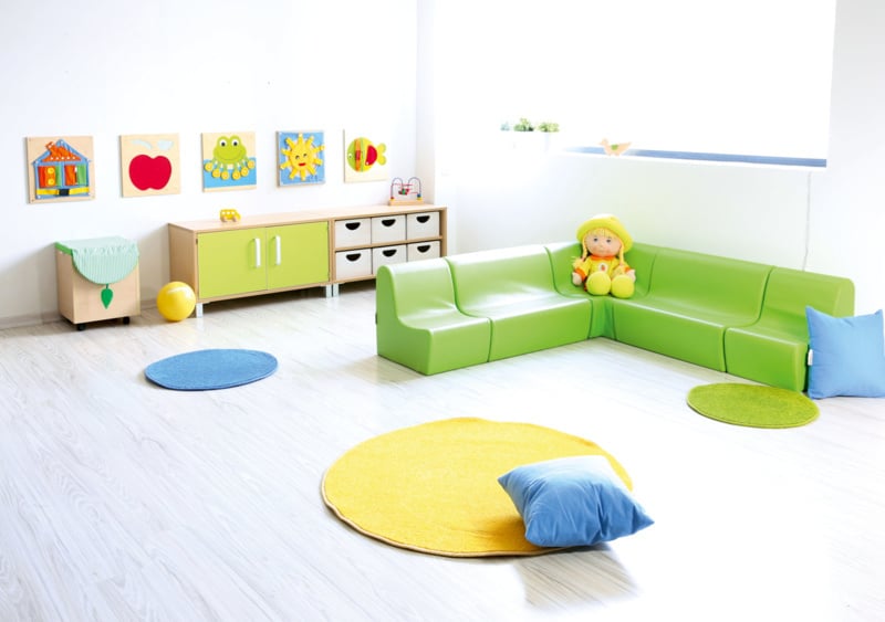 Hoge hoekbank 65,5cm zithoogte 34cm - Lichtgroen