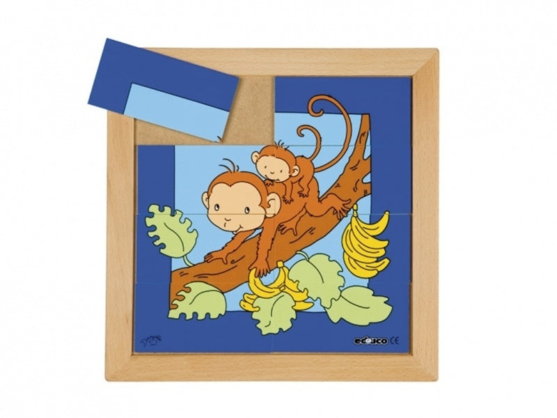 Puzzel aap moeder/kind 8 dlg. 24x24 cm