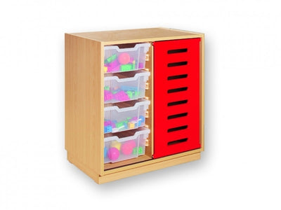 Kast met 4 bakken en schuifdeur