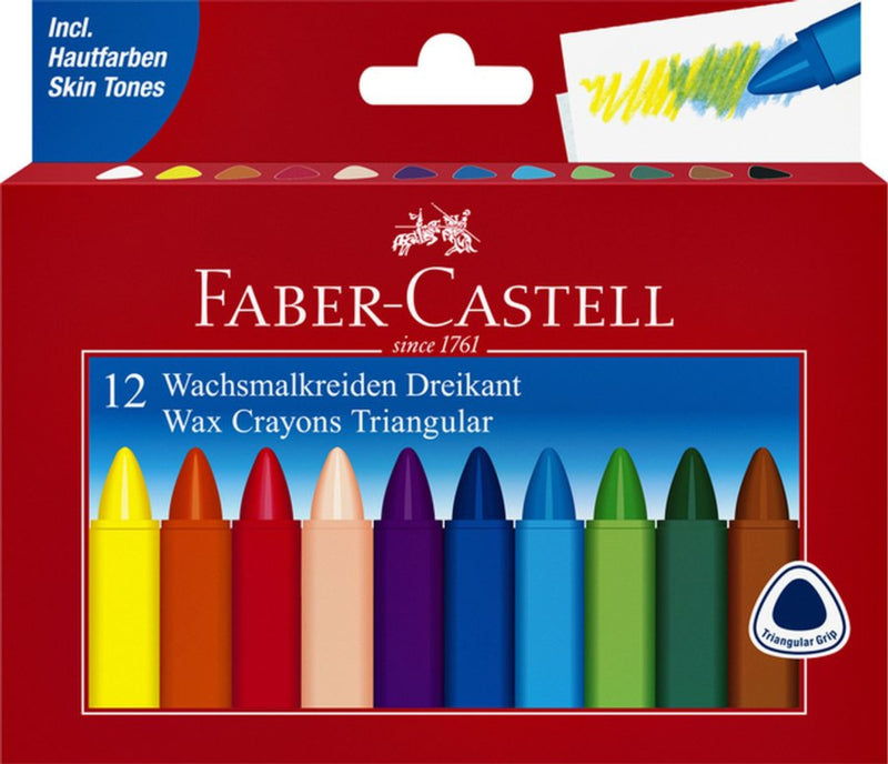 Waskrijt Faber Castell driehoekig 12 dlg.