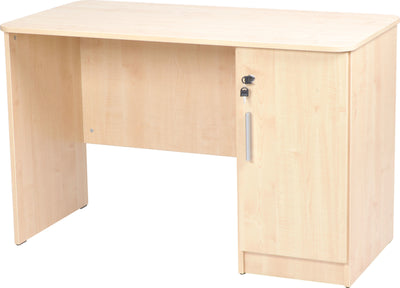 Vigo-bureau met afgeronde randen, met kast beuken