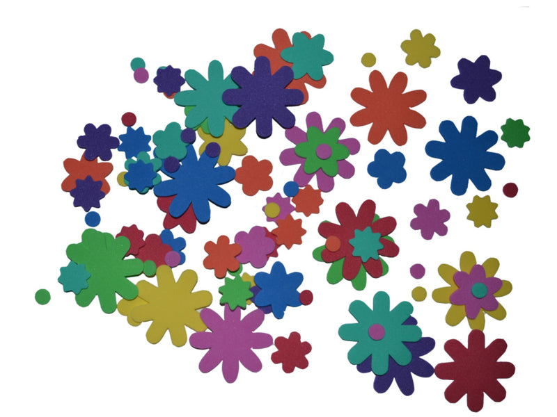 Foam bloemen assorti 10 tot 50 mm. 100stuks