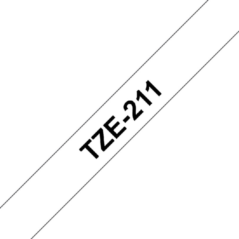Labeltape Brother P-touch TZE-211 6mm zwart op wit