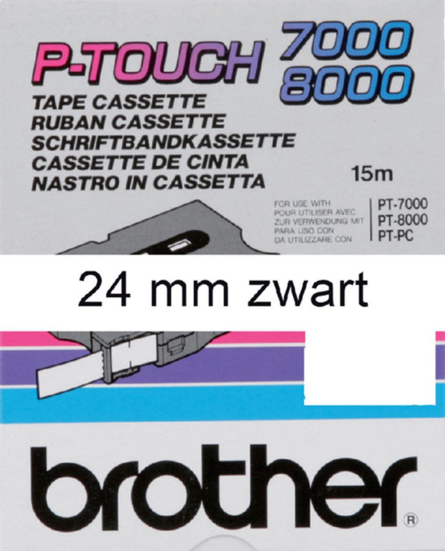 Labeltape Brother P-touch TX-251 24mm zwart op wit
