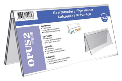 Tafelnaambord OPUS 2 V-standaard 210x100mm acryl