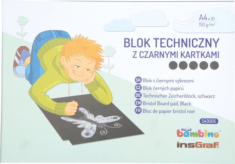 Technische tekenblok A4, zwart
