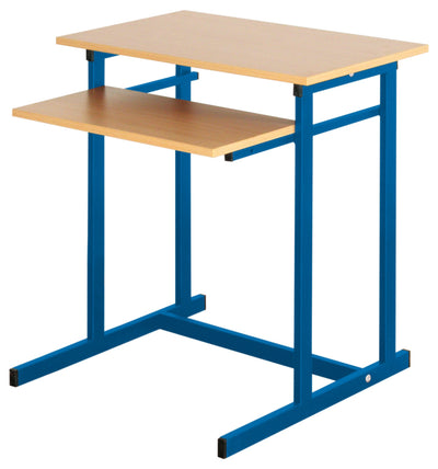 Computerbureau NEO 1, enkel, met vaste toetsenbordlade - blauw