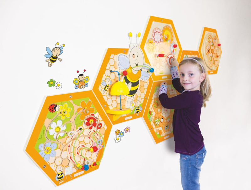 Wand-element Bijenkorf Bij honingraad 58 cm oranje