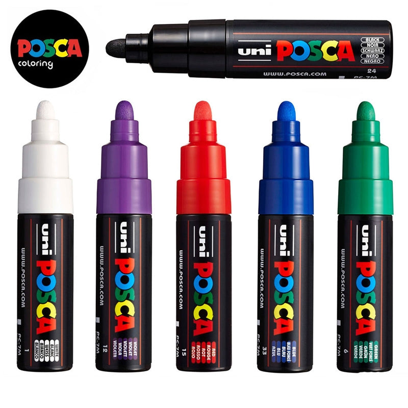 Verfstift Posca brede punt 4.5 - 5.5 mm. rood