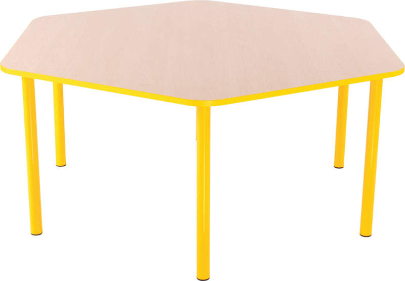 Zeshoekige Quint-tafel 128 cm 40-58cm geel