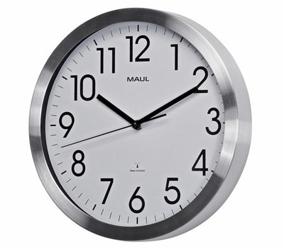 Wandklok MAUL Move RC Ø30,5x4.5cm aluminium/wit incl.batterij