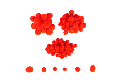 Pompons rood 20-25-30 mm 100 stuks