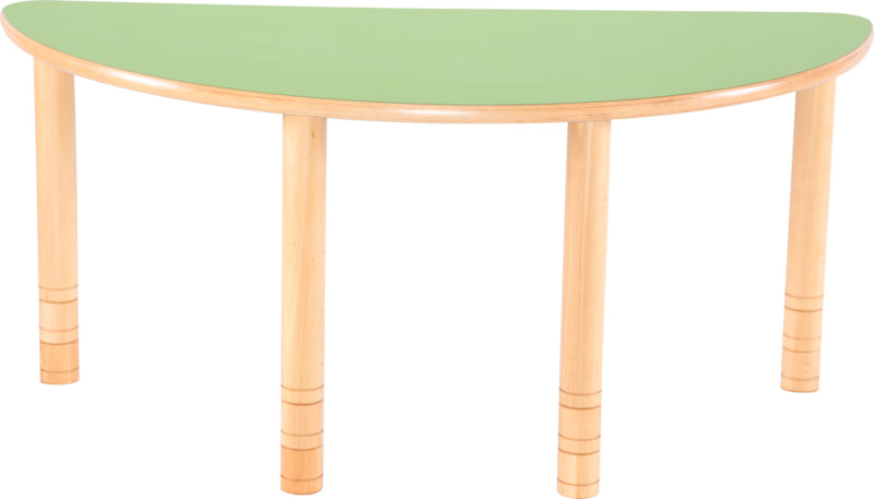 Halfronde Flexi tafel 120x60cm groen in hoogte verstelbaar
