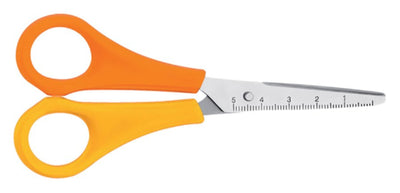 Schaar Westcott kinderen spitse punt 130mm links geel/oranje