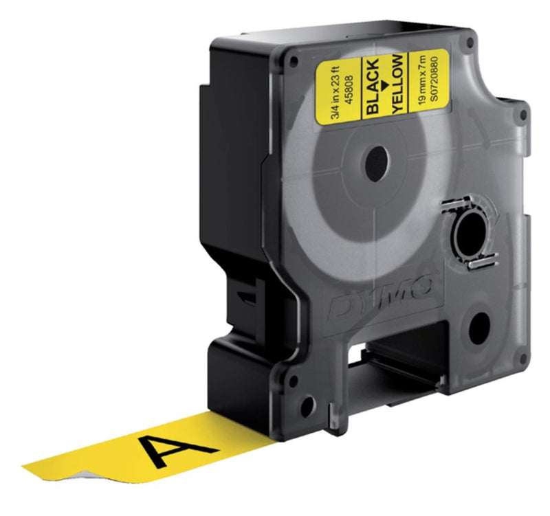 Labeltape Dymo 45808 D1 720880 19mmx7m zwart op geel