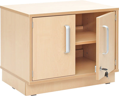 Flexi-kasten S met legbord, smal - met plint, berken deuren met slot