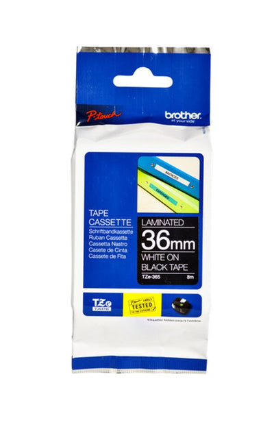 Labeltape Brother P-touch TZE-365 36mm wit op zwart