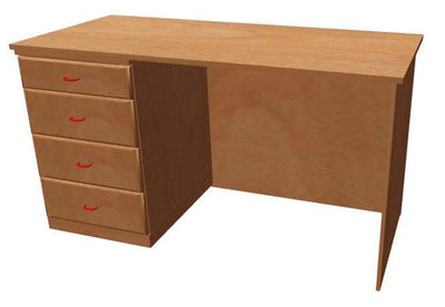 Bureau hout | 120 x 60 cm |4 laden links | dichte achter wand