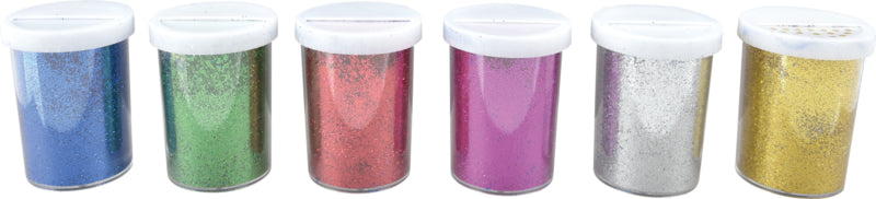 Glitter 100 gram - set van 6 kleuren