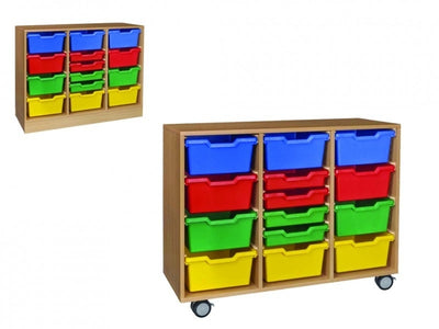 Kast met 14 bakken assorti