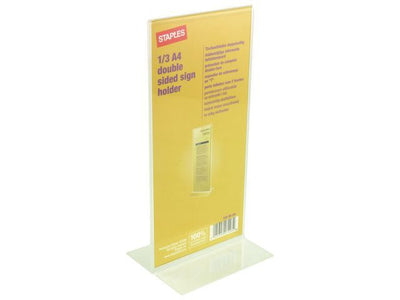 Staples Reclamehouder 1/3 A4 Tafelstandaard rechtstaand, Dubbelzijdig, Transparant