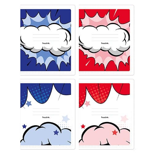 100x Schriften - Cartoon rood/blauw ruit 5 mm met voorlijn