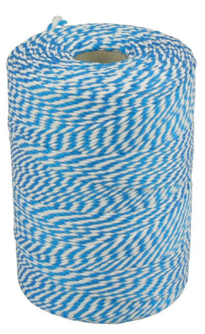 Touw katoen 45meter 50gr blauw/wit