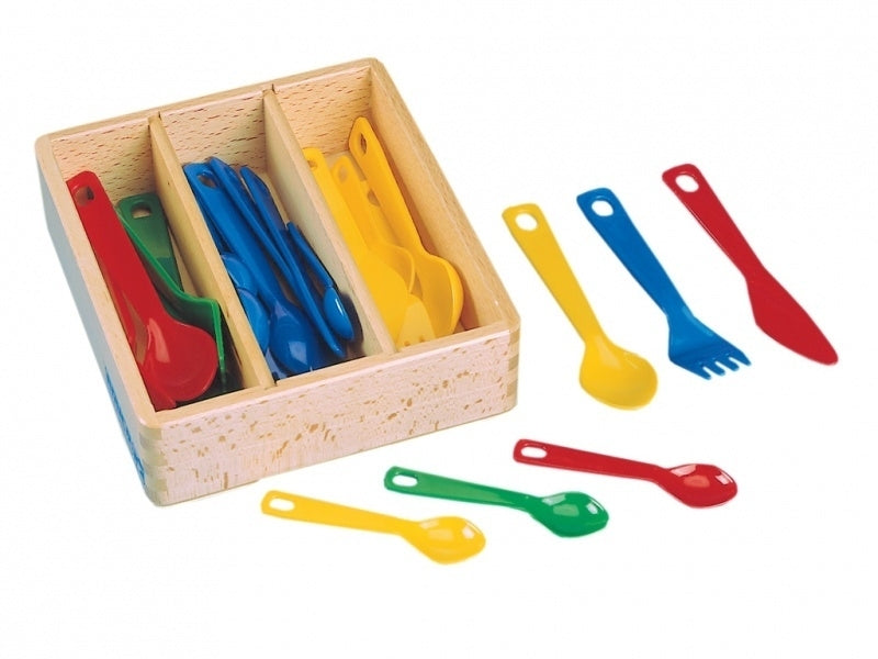 Bestek bakje hout 24dlg