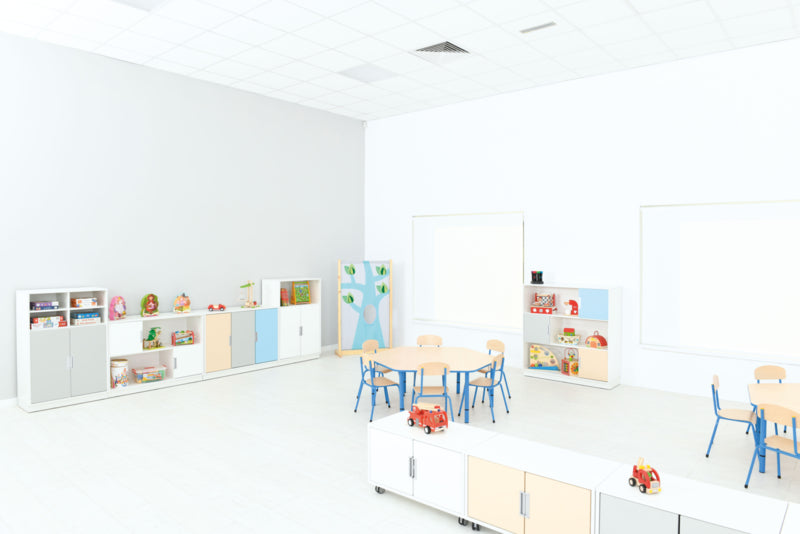 Zeshoekige Quint-tafel 128 cm 40-58cm hoogte verstelbaar lichtblauw